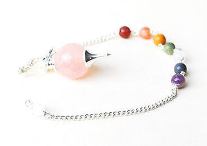 Rose Quartz Crystal Dowsing Pendulum With Chakra Stones - Krystal Gifts UK