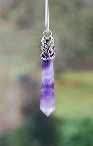 Amethyst Long Crystal Pendant - Krystal Gifts UK