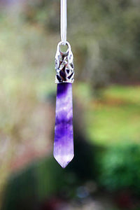 Amethyst Long Crystal Pendant - Krystal Gifts UK