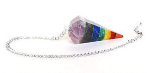 Seven Chakra & Clear Quartz Crystal Dowsing Pendulum - Krystal Gifts UK