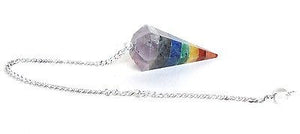 Seven Chakra & Clear Quartz Crystal Dowsing Pendulum - Krystal Gifts UK