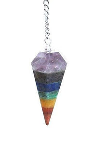 Seven Chakra & Clear Quartz Crystal Dowsing Pendulum - Krystal Gifts UK