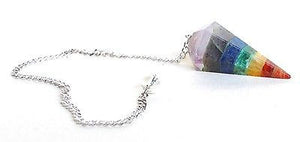 Seven Chakra & Clear Quartz Crystal Dowsing Pendulum - Krystal Gifts UK