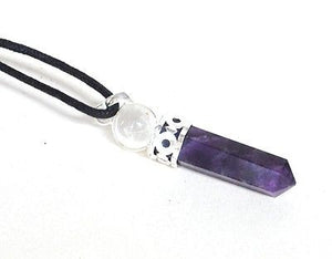 Amethyst & Clear Quartz Crystal Pendant - Krystal Gifts UK