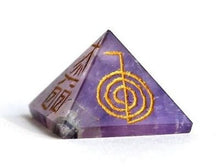 Load image into Gallery viewer, Amethyst Crystal Pyramid Hand Engraved with Reiki Symbols - Krystal Gifts UK
