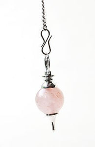 Rose Quartz Crystal Dowsing Pendulum With Chakra Stones - Krystal Gifts UK