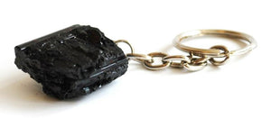 Black Tourmaline 'Protection' Raw Crystal Key-ring