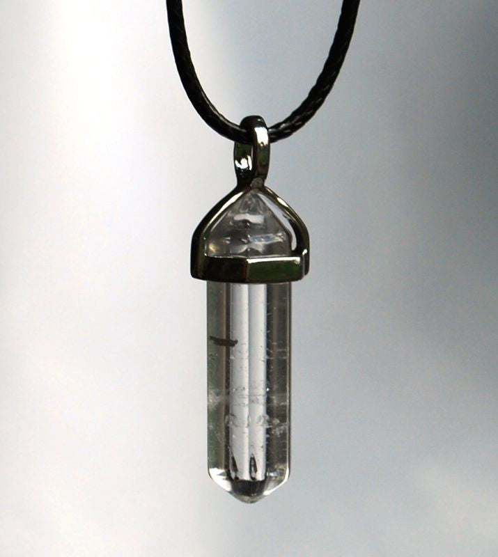 Clear Quartz Stone Crystal Pendant Point inc Cord Gift - Krystal Gifts UK