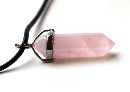 Rose Quartz Crystal Stone Pendant Point Gift inc Cord - Krystal Gifts UK