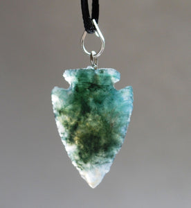 Moss Agate Crystal Arrowhead Pendant Gift Wrapped - Krystal Gifts UK