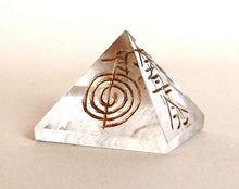 Load image into Gallery viewer, Clear Quartz Pyramid Engraved With Reiki Symbols - Krystal Gifts UK