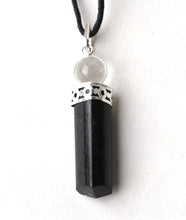 Load image into Gallery viewer, Black Tourmaline Pendant with Clear Quartz Sphere - Krystal Gifts UK