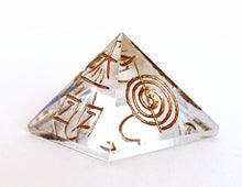 Load image into Gallery viewer, Clear Quartz Pyramid Engraved With Reiki Symbols - Krystal Gifts UK