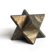 Load image into Gallery viewer, Pyrite &quot;Fools Gold&quot; Crystal Stone Hand Cut Merkaba Star - Krystal Gifts UK