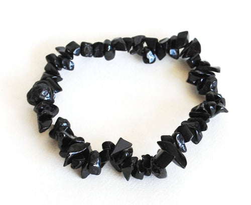 Black Tourmaline Chip Crystal Bracelet - Krystal Gifts UK