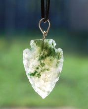 Load image into Gallery viewer, Moss Agate Crystal Arrowhead Pendant Gift Wrapped - Krystal Gifts UK