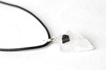 Load image into Gallery viewer, Clear Quartz &amp; Black Tourmaline Natural Arrowhead Pendant Necklace