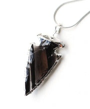 Load image into Gallery viewer, Electroplated Black Obsidian Crystal Arrowhead Pendant (Dragon Glass) - Krystal Gifts UK