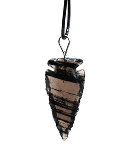 Black Obsidian Crystal Arrowhead Pendant (Dragon Glass) - Krystal Gifts UK