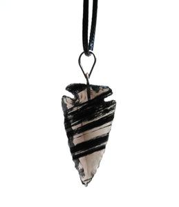 Black Obsidian Crystal Arrowhead Pendant (Dragon Glass) - Krystal Gifts UK