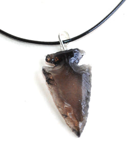 Black Obsidian Crystal Arrowhead Pendant (Dragon Glass) - Krystal Gifts UK