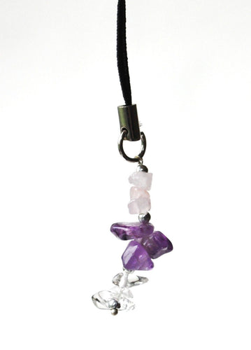 Amethyst / Rose Quartz / Clear Quartz Gem Stone Chip Mobile / Key / Bag Charm Gift Wrapped - Krystal Gifts UK