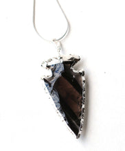 Load image into Gallery viewer, Electroplated Black Obsidian Crystal Arrowhead Pendant (Dragon Glass) - Krystal Gifts UK