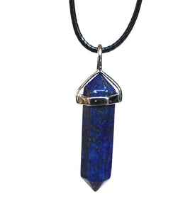Small  Polished Lapis Lazuli Crystal Stone Pendant & Cord - Krystal Gifts UK