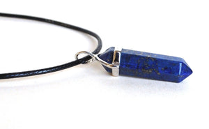 Small  Polished Lapis Lazuli Crystal Stone Pendant & Cord - Krystal Gifts UK