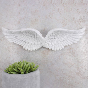 Sparkly White Hanging Angel Wings Beautiful Detailed Resin Hanging Decoration Gift
