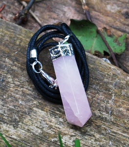 Rose Quartz Faceted Crystal Pendant