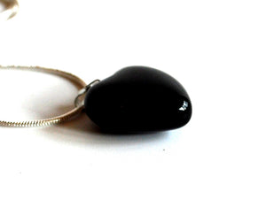 Reiju Reiju Black Obsidian Crystal Stone Heart Pendant Inc Silver Chain, Black Colkoured