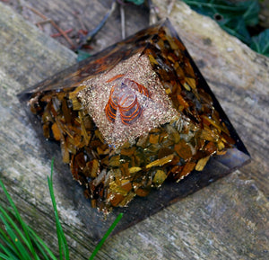 Tigers Eye Large Crystal Orgone Pyramid