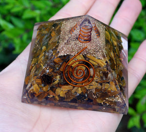 Tigers Eye Large Crystal Orgone Pyramid