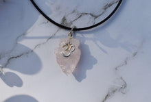 Load image into Gallery viewer, Rose Quartz Raw Crystal Arrowhead Pendant with Om