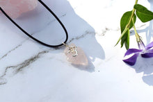 Load image into Gallery viewer, Rose Quartz Raw Crystal Arrowhead Pendant with Om