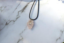 Load image into Gallery viewer, Rose Quartz Raw Crystal Arrowhead Pendant with Om