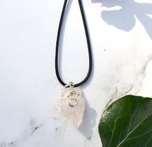 Load image into Gallery viewer, Rose Quartz Raw Crystal Arrowhead Pendant with Om