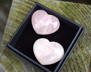 Natural Fully Polished Rose Quartz For Love Crystal Hearts Pair Inc Gift Box