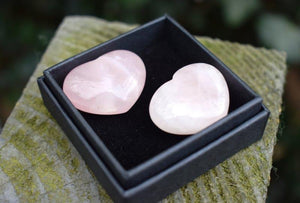 Natural Fully Polished Rose Quartz For Love Crystal Hearts Pair Inc Gift Box
