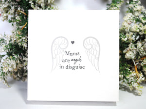 'Mums Are Angels In Disguise' Silver (Nickle Free) Angel Wings Pendant Inc 18" Necklace, Mothers Day Gift