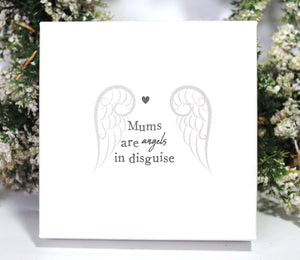 'Mums Are Angels In Disguise' Silver (Nickle Free) Angel Wings Pendant Inc 18" Necklace, Mothers Day Gift