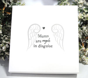 'Mums Are Angels In Disguise' Silver (Nickle Free) Angel Wings Pendant Inc 18" Necklace, Mothers Day Gift