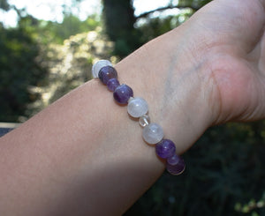 Rose Quartz, Amethyst & Clear Quartz (RAC) Crystal Beaded Bracelet