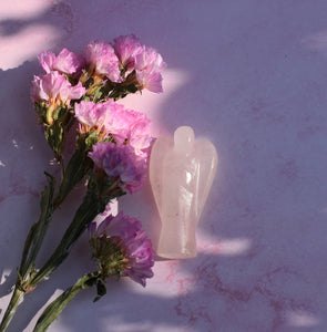 Rose Quartz Pocket Crystal Angel (2 cm)