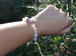 Rose Quartz, Amethyst & Clear Quartz (RAC) Crystal Beaded Bracelet