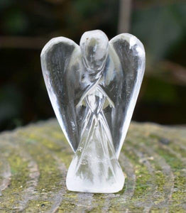 Clear Quartz Hand Carved 'Master Healer' Miniature Crystal Stone Angel Figure