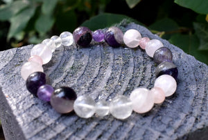 Rose Quartz, Amethyst & Clear Quartz (RAC) Crystal Beaded Bracelet