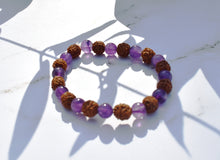 Load image into Gallery viewer, Amethyst Crystal Beads With Genuine Rudraksha Beads Bracelet