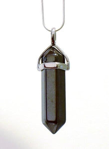 Hematite Polished & Faceted Crystal Stone Pendant Necklace